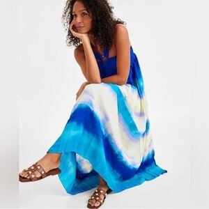 INC Blue and White Gradient Halter Maxi Dress